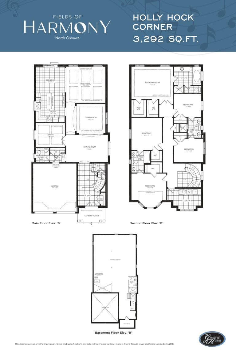 Fields of Harmony Oshawa Double Car Garage Family Homes Floor Plan